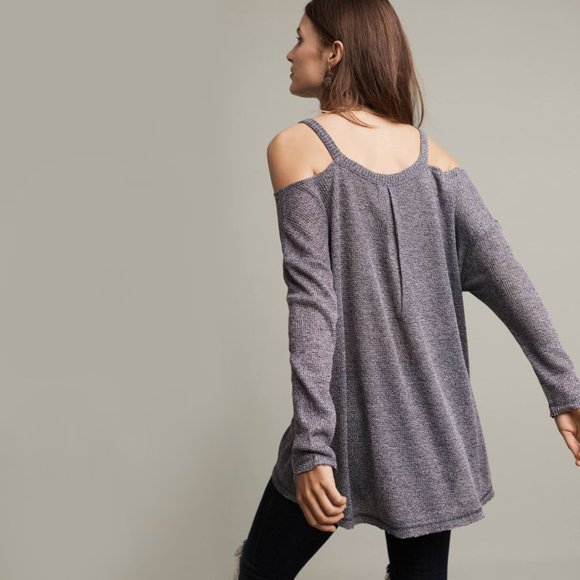 ANTHROPOLOGIE Millipa Open-Shoulder gray Top - Picture 1 of 7